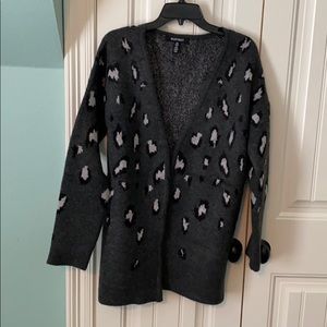 Gray think leopard print cardigan